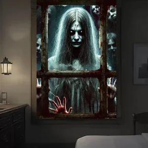 나무 창살 귀신 월데코 파티 현수막 할로윈 캠핑 장식