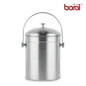 [리퍼상품] 보랄 스테인리스 304 음식물 쓰레기통 5L 스텐 가정용 고정링