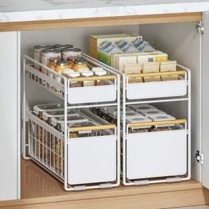 싱크대슬라이딩서랍 양념장 레일 수납대 주방 정리대 블랙 소형