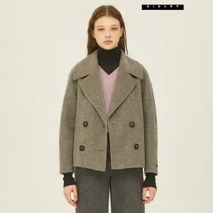 [시슬리] 버디 헤링본 더블 숏 코트 SACTF2561