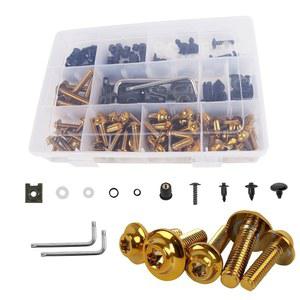 CHIFUN 모터사이클 페어링 볼트 키트 골드 M5 M6 스테인리스 스틸 나사 모음 플라스틱 그로밋 너트 와셔 클립 스포츠 더트 바이크 차체 윈드스크린용 범용