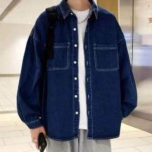 루즈핏 포켓 데님셔츠 빈티지 캐주얼 남성 청남방