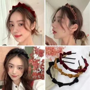 여성 가을 겨울 리본장식 벨벳 헤어밴드 머리띠 3컬러 터번 헤어터번