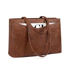 LOVEVOOK 여성용 노트북 가방, 여성용 15.6인치 노트북 토트백, 빈티지 가죽 작업 토트백 컴퓨터 비즈니스 교사 가방, 방수 오피스 서류 가방