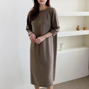 여자 가을 홀가먼트 울 100 라운드 원피스_4