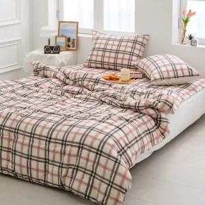 사계절 체크 이불 먼지없는 가을 겨울 침구류 이불패드 침대 침구 세트 슈퍼싱글