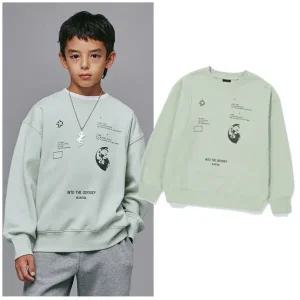 블루테일2 AZH7TS02MT 주니어 남아 여아 아크라인 민트 기모 맨투맨 티셔츠 초등