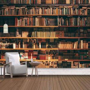 도서관 서재 빈티지 책장 배경 대형 천 패브릭 터 가리개 벽꾸미기