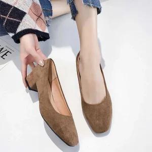 (무료배송) 여성용 세무 신발 갈색 편한 낮은굽 구두 봄패션 코디