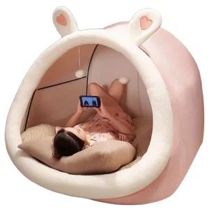 인간 둥지 대형 어른이 핑크 꿀잠 쿠션 수면 사람숨숨집