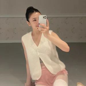 페이크 앙고라니트 베스트 워머 발레코어 국내제작 조끼 뷔스티에