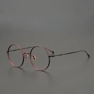 특이한 일본식 티타늄 둥근 동그란 안경테 초경량 얇은 메탈 안경