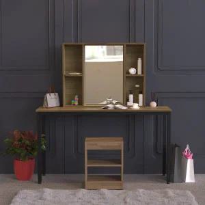 [아이앤] 데오스 원목 수납거울 1200 화장대 의자 세트 AP