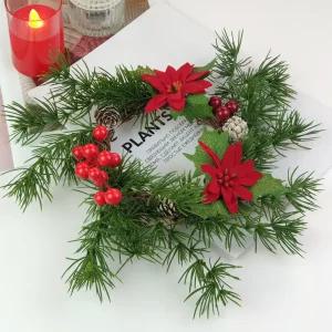 레드 베리 포인 캔들링 리스 겨울 크리스마스 조화 장식 소품 선물 