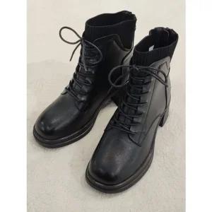 [갤러리아] [센터시티] 고세 소가죽 데일리 스퀘어 발목니트 워커부츠 OZA5F052 블랙