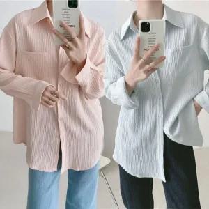 [아우트]루즈핏블라우스 아사면 시스루 오버핏 셔츠