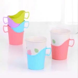 [골드스마일]컬러 인기 5개입 종이컵 홀더 감성 받침 일회용컵