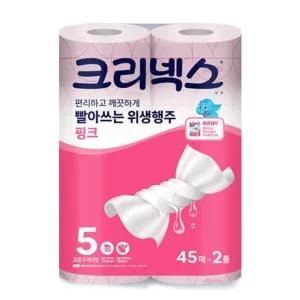 스카트 페이퍼타월 핑크 행주타월 45매 2롤 일회용행주 일회용행주대용량 행주 주방용품 키친타올