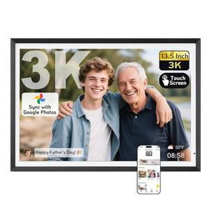 넥스포토 13.5인치 3K 터치스크린 디지털 액자 64GB, WiFi 액자, Google 사진과 동기화, 선물 모드 해제, 사진/비디오/USB/마이크로 SD 공유 용이, 엄마를 위한 선물, 블랙