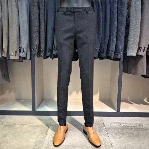 [바쏘](마산점)스마트 스트레치 히든밴딩 기모스판 남성겨울정장바지 [차콜 그레이]