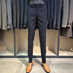 [바쏘](마산점)스마트 스트레치 히든밴딩 기모스판 남성겨울정장바지 [네이비]