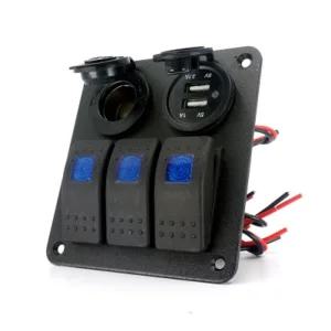 12V용 매립형 5구 시거소켓 + USB단자 ON OFF스위치자동차 차량용충전 형5구 잭소켓 충전기 멀티 차량용