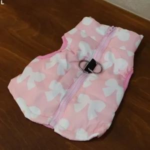 강아지옷 리본 하네스 패딩조끼 BND-W44애견 패션 개패 겨울원피스