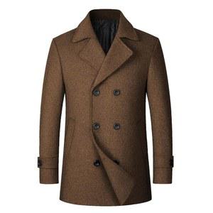 라이트킹 남성 겨울 코트 울 트렌치 피코트 클래식 노치 칼라 오버코트 더블 가슴 탑 재킷