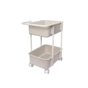 플라팜 코코맘 이동식 트롤리 선반 카트 2단 웜베이지