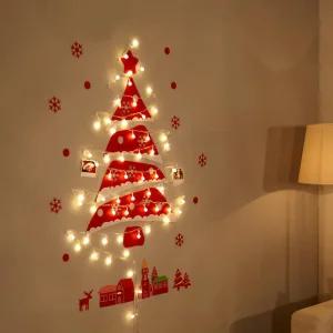 크리스마스 트리 조명 유리창 펠트 지그재그 전구 벽트리 오너먼트 크리스마스장식품