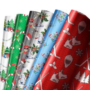 워터세이 12개 스포츠 테마 크리스마스 포장지 아이스하키 선물 파티 장식 예술 공예를 위한 재미있는 홀리데이