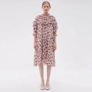 손정완 23년 봄 여름 러블리 레오파드 쉬폰 원피스 ZDO32050-CC 781712