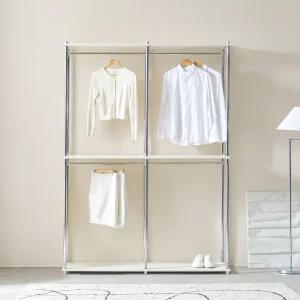 그로잉 W1550 행거 2단 조립식 시스템행거 화이트 실버 드레스룸 인테리어