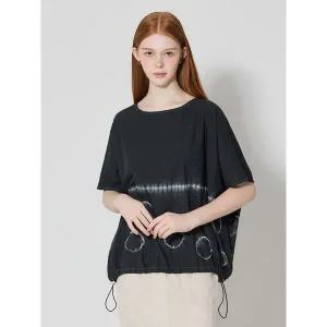 [하프클럽/]밑단 스트링 나염 라운드 반팔 블라우스 (택가격 119000원)