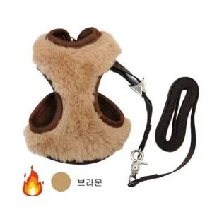 GM 무스탕 겨울 하네스(브라운)외출가슴줄 애완 산책 강아지 가슴 동물