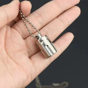 휴대용 약통 알약통 목걸이 비상약 티타늄 키링 제통 미니