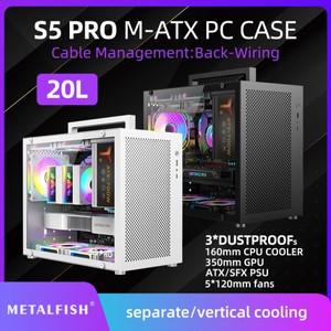 METALFISH S5 PRO 20L 컴퓨터 케이스 게임용 PC 섀시 지원 MATX/ITX SFX/ATX PSU 160mm 타워/180 수냉 쿨러