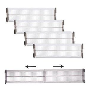 Znoogn 4팩 의류 서랍 칸막이, 10.8-20인치 조절식 정리함, 주방, 화장품, 사무실, 욕실, 냉장고용 투명 분리함