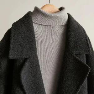 여성패션 정장 자켓 미니멀 블랙 모직 코트 가을 겨울 더블 칼라 DL4