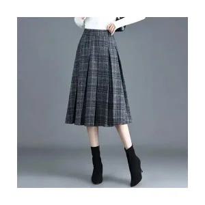 여성 데일룩 스커트 정장 모직 체크 가을 겨울 빈티지 하이웨스트 슬림핏 DAOL4