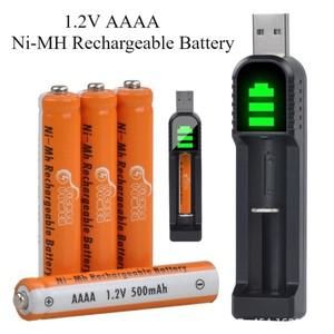 스타일러스 펜 장난감용 1.2V AAAA Ni-MH 충전식 배터리 Bluetooth 이어폰 크기용 USB 충전기