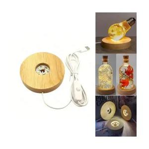 핸셀 유리 병 수정 구슬 장식 소품 인테리어 DIY 무드등 원형 우드 LED 장식 패드 홀더