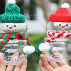 눈사람보틀 텀블러 우유 물병 음료 병 투명 공병 밀크티 귀여운