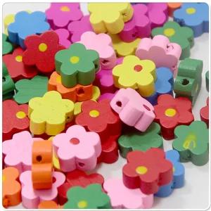 (약50개) 나무비즈 (5잎꽃) /비즈/공예/만들기/재료/팔찌/목걸이/악세사리/스트랩/줄/컬러/우드/구슬/소품