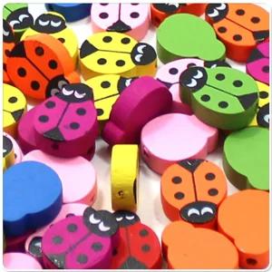 (약45개) 나무비즈 (무당벌레) /비즈/공예/만들기/재료/팔찌/목걸이/악세사리/스트랩/줄/컬러/우드/소품