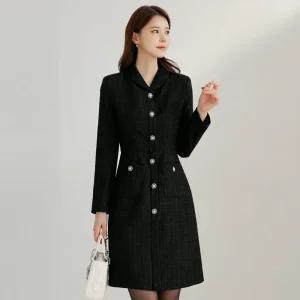 [시크라인] (~XXL까지) 고이안 숄카라 펄 트위드 원피스 겨울 하객룩 오피스룩 모임룩 격식룩 연말룩 빅사이즈