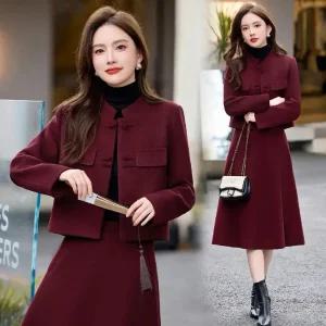 여자정장세트 고급 모직 세트 스커트 가을 겨울 투피스 원템4