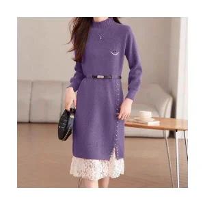 여성 데일룩 원피스 레이스 비즈 니트 가을 겨울 코트 카디건 DAOL4