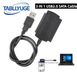 TABLLYUGE USB 2.0 to IDE SATA 케이블 3 in 1 인치 하드 드라이브 디스크 HDD 어댑터 변환 PC 노트북용