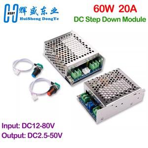 20A 600W 스텝 다운 전원 모듈 조정 가능 DC 12-80V ~ 2.5-50V 전압 레귤레이터 벅 컨버터 정전류 공급 장